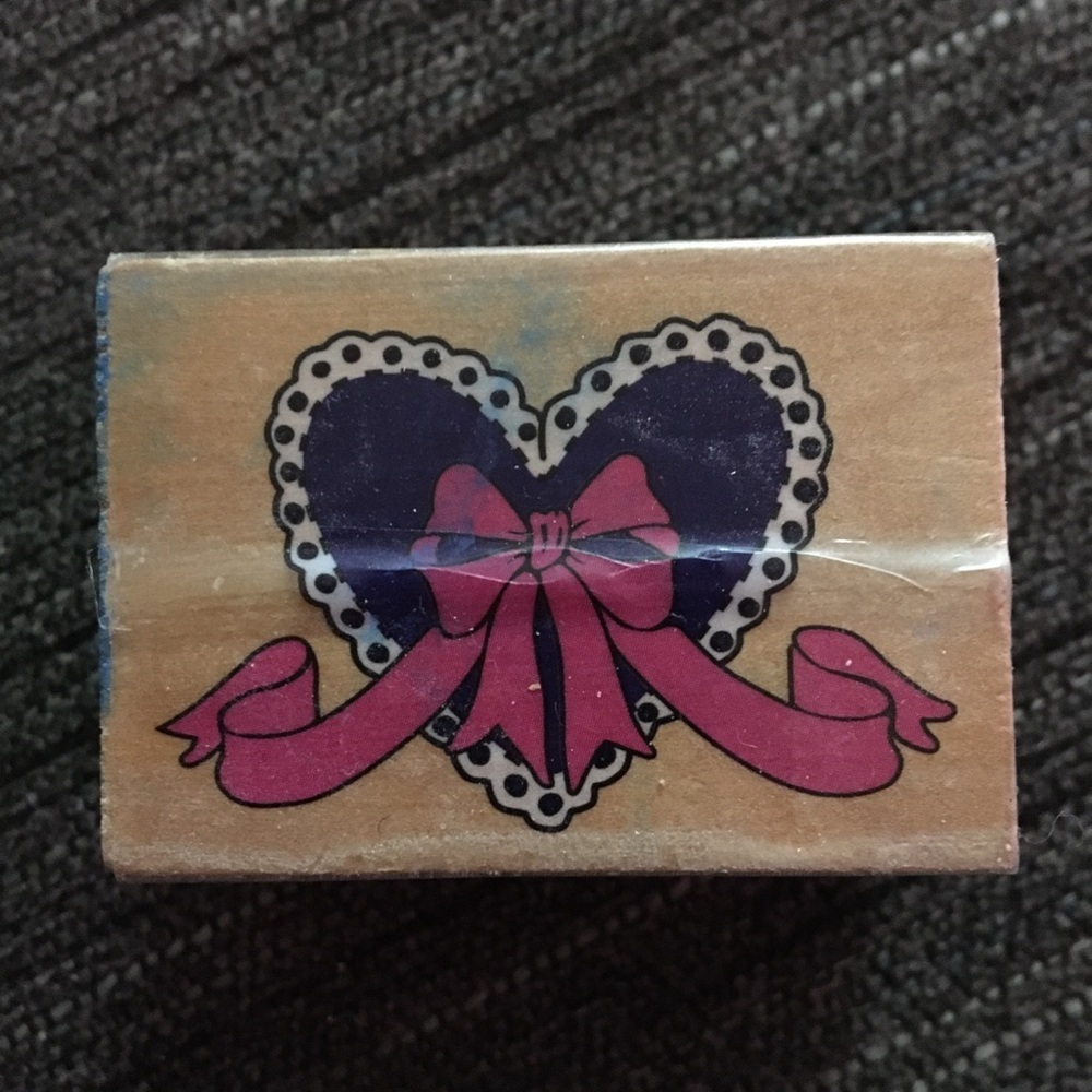 Heart and Bow wooden Stamper